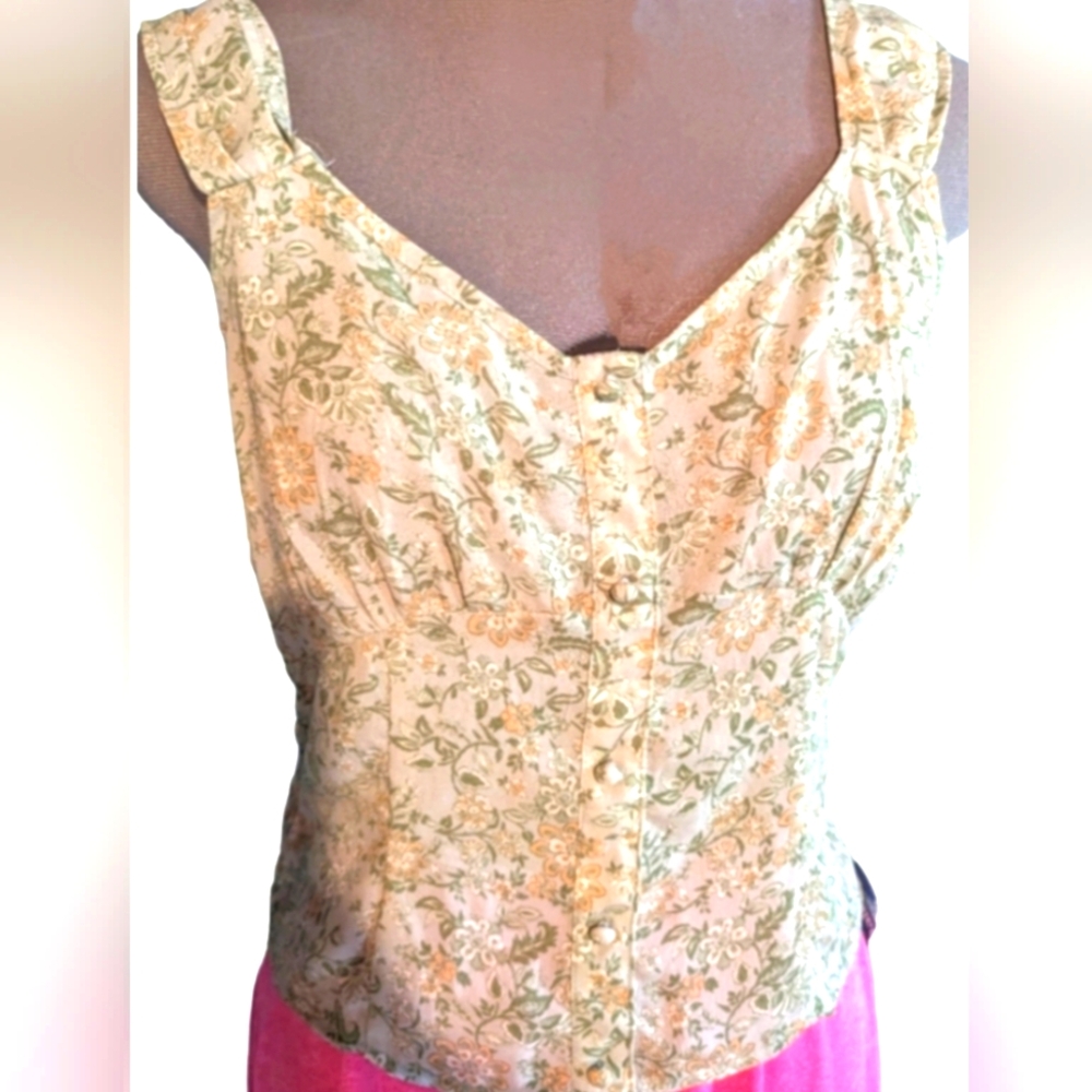 Top. Sleeveless. New! Wide straps. Floral. Sexy. Whimsical.